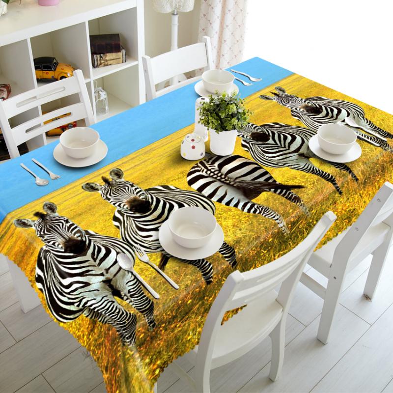 

Customizable 3D Tablecloth Christmas 5 Zebras Pattern Comfortable Cloth Thicken Rectangular And Round Table For Wedding