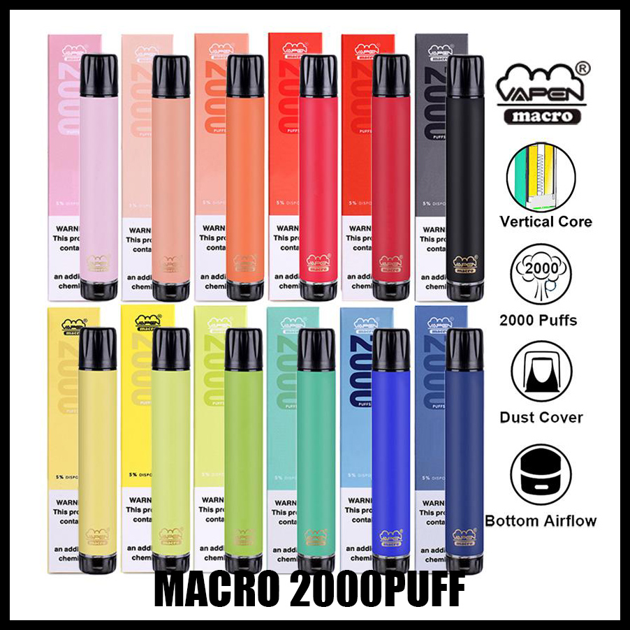 

Authentic VAPEN macro 2000 Puffs Disposable Vape Pen Vertical Coils Plus XXL Xtra Extra MAX Flex Vaporizer Pre-Filled Bars e Cigs Vaporizers