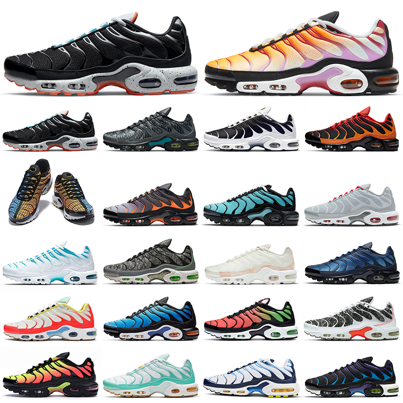 

tn plus men women running shoes tns triple black white camo greedy hyper blue hex oreo pink snakeskin mens trainers outdoor sports sneakers size 36-46, 40-46 gradient blue pink