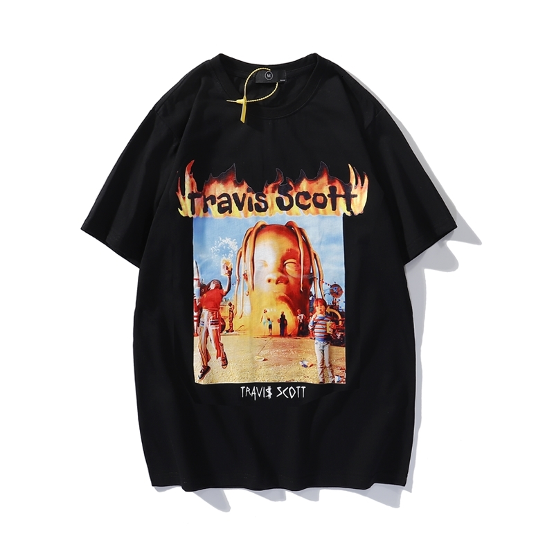 Men&#039;s T-Shirts Travis Scott Chararter Painted Short Sleeve T Shirt Men and Women Harajuku High Street Oversize Cotton Summer T-shi-image-704497450