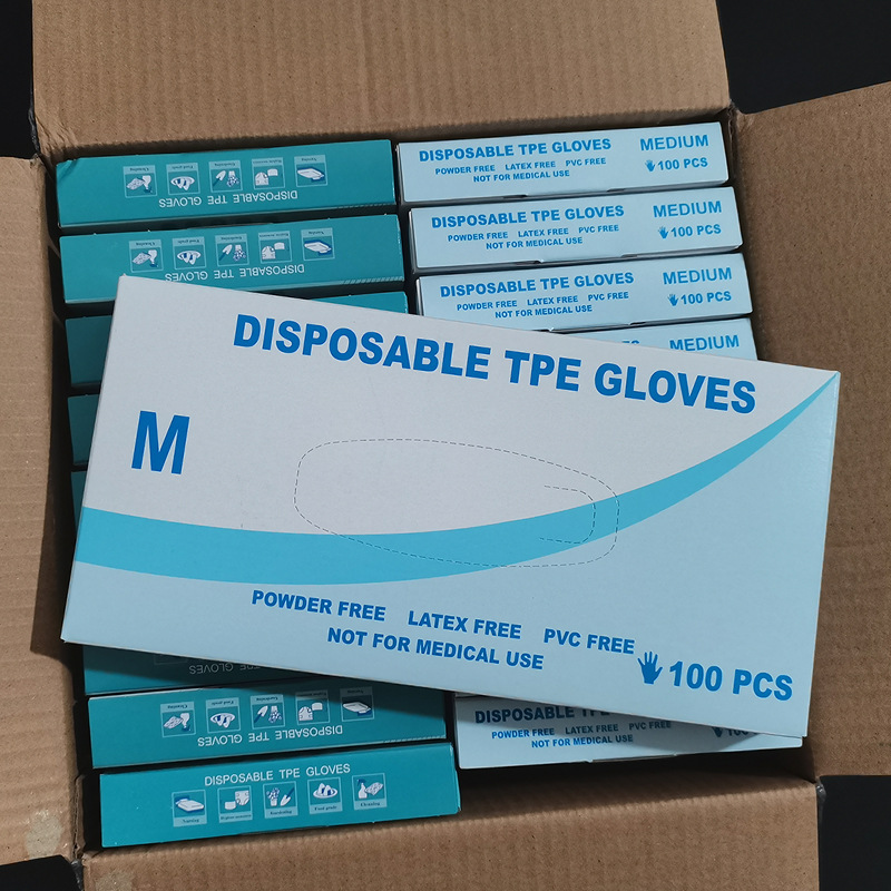 100pcs/Bag Disposable TPE Gloves Food Grade Catering Cleaning Hairdressing Glove-image-720562634