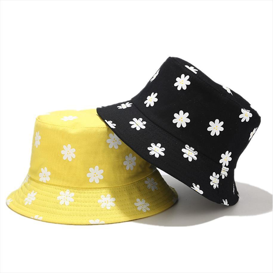 

flower print bucket hats women cute japanese literary fisherman hat female fresh summer outdoor double sided sun, Blue;gray