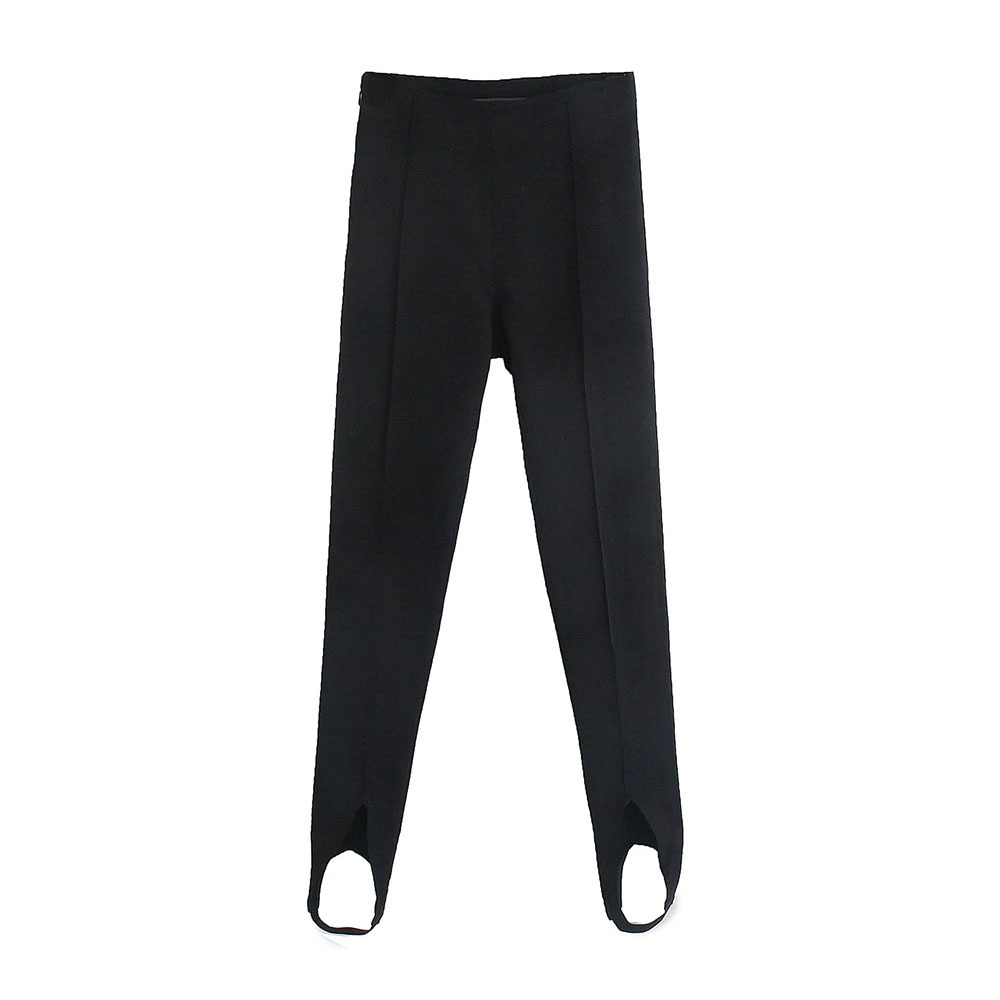 

BBWM Spring Slim Black Basic Base Solid Color High Waist Pants Side Zipper Foot Show High Wear Leggings Trousers 210520