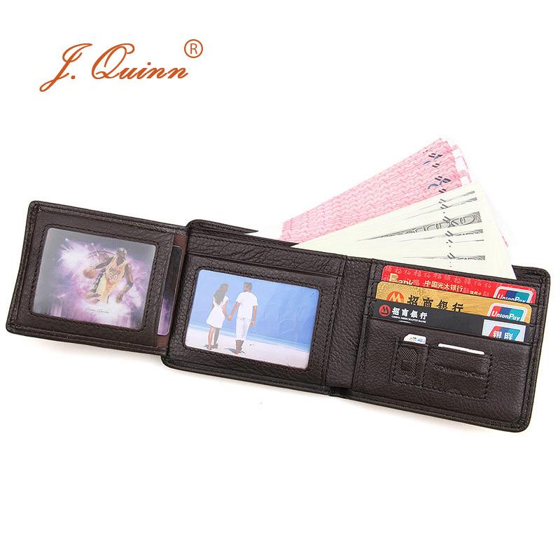 

Wallets J.Quinn Dollar Wallet SD Card Genuine Leather Male Purse Men Short Bifold Soft Small 7 S 2 Po 2021, Red;black