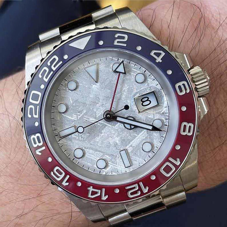 

Noble men's watch fashion appearance fine workmanship automatic movement sapphire glass stainless steel jubilant bracelet evening glow mens wristwatch, Business card case