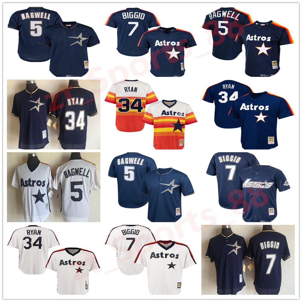 

7 Craig Biggio Astros Jersey Houston Mens Womens & Youth Kids Knit 34 Nolan Ryan 5 Jeff Bagwell Throwback baseball Jerseys, As shown in illustration