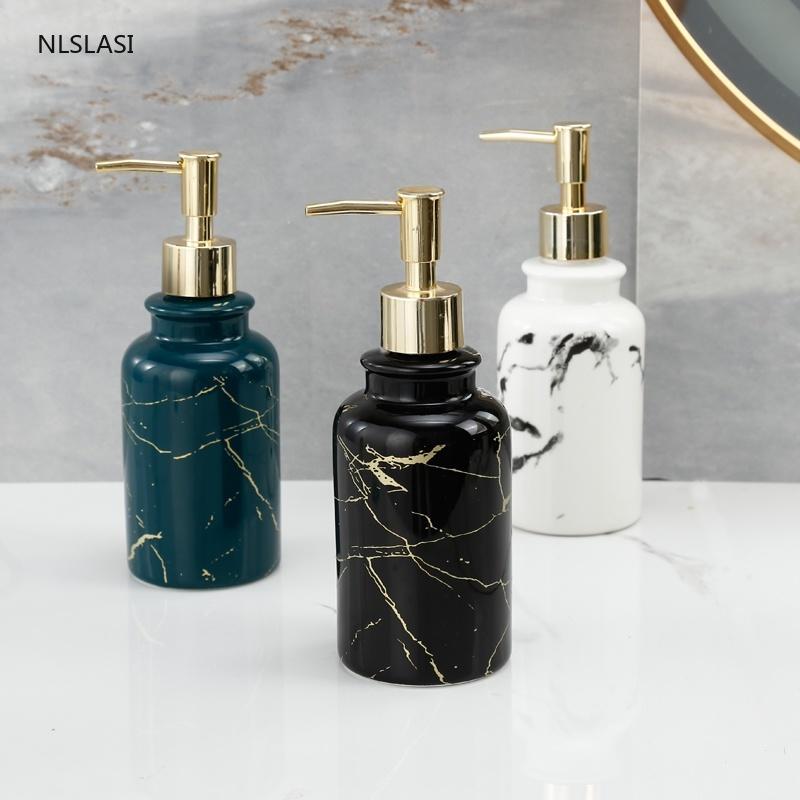

350ml Nordic Style Marble Ceramic Lotion Shampoo Liquid Soap Dispenser Pump Bottle Home El Bathroom Tool Ornaments