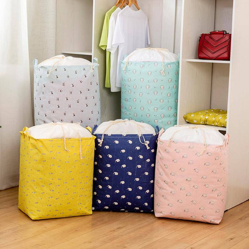 

Foldable Large Quilt Clothes Drawstring Storage Bag Laundry Basket Capacity Portable Bags
