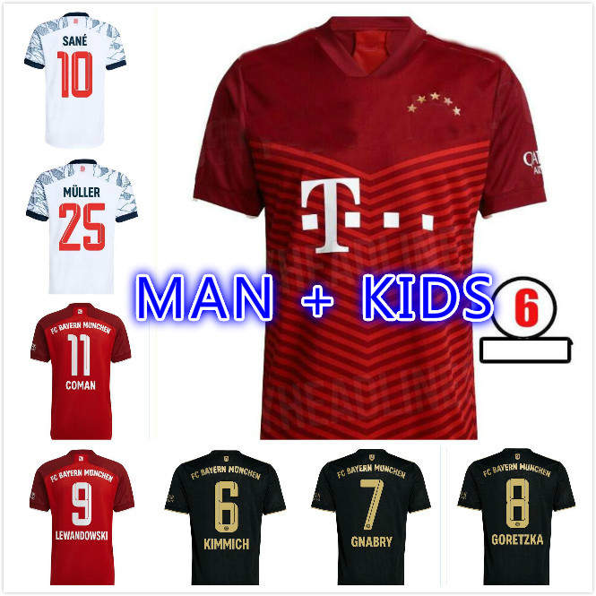 

21 22 FC Bayern Munich LEWANDOWSKI soccer jersey GORETZKA Fans Player version Home red SANE GNABRY COMAN MULLER DAVIES KIMMICH 2021 2022 Men + kids kit football shirt