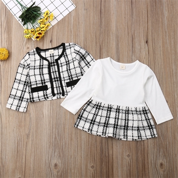 

Sets Focusnorm 0-5 Years Baby Pageant Plaid Coat Tutu DressToddler Girl Clothing Set 2Pcs Autumn Winter Party Kids Clothes For C0225, Red