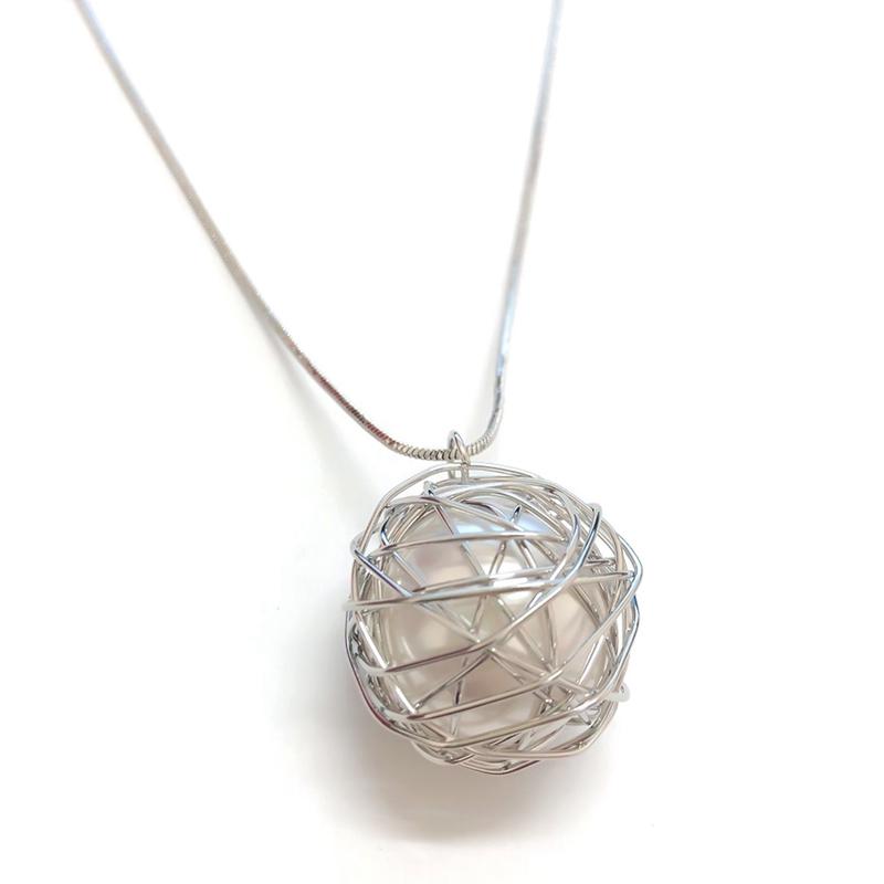 

Pendant Necklaces Alloy Iron Wire Wrapped Pearl Bird Nest Necklace Circle Sweater Long Chain Fashion Women Jewelry Dropship