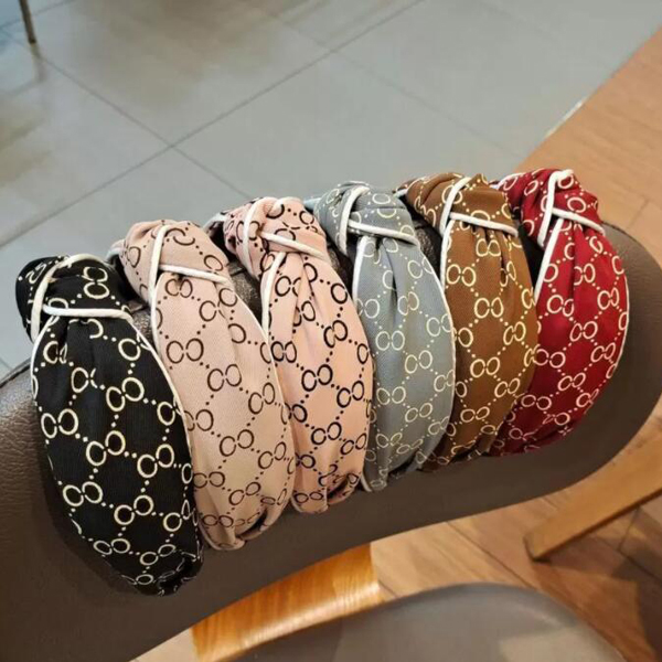 

20color Designer Wide Edge Letters Stripe Print Cloth Headbands Small Sweet Wind Cross Knotted Hair Hoop Headwrap Accessories for Female Women Wholesale
