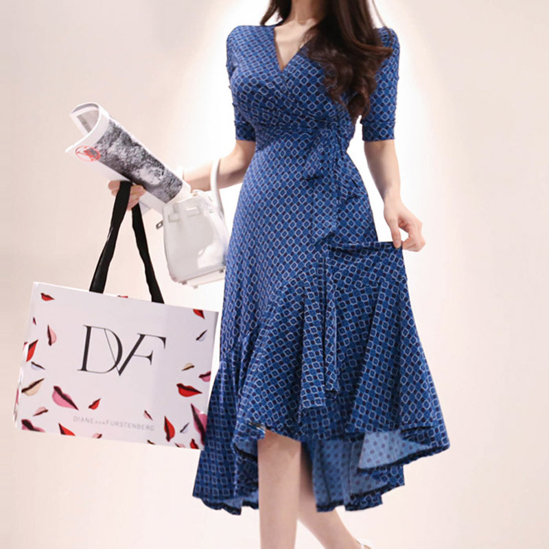 

Elegant Summer Women Dress Sweet Plaid Ruffles Slim Fit Lace-up A-line Vestidos Beach Mid-calf Vestidos Verano 2021 Sundress