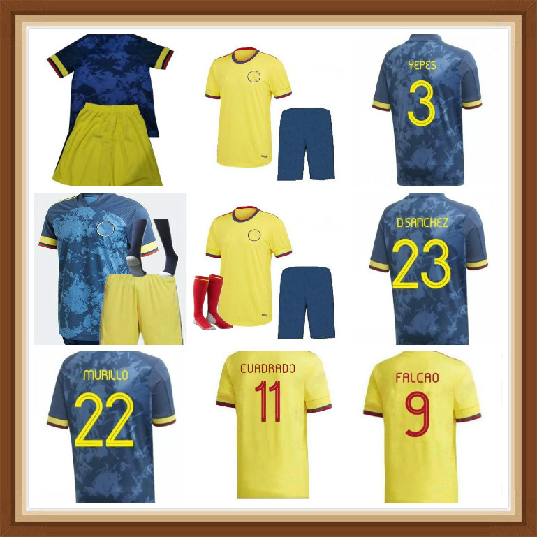 

Top quality 2021 FALCAO JAMES soccer jerseys 21 22 home CUADRADO BACCA 2022 away blue men kids football shirts sports Short Colombian VALDERRAMA, Yellow