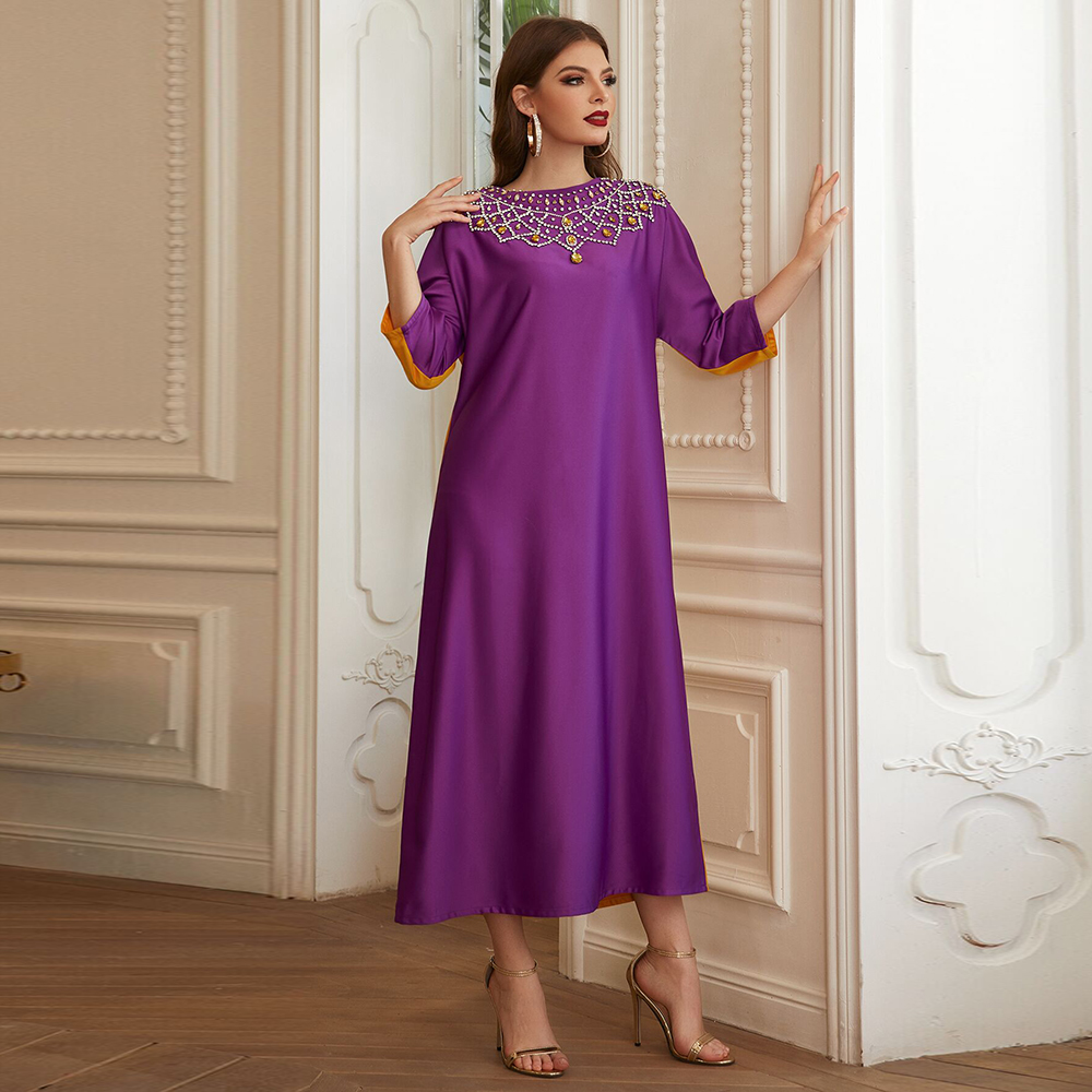 

Eid Mubarak Robe Satin Muslim Abaya Dubai Turkey Hijab Dress Femme Islam Musulman De Mode Dresses For Women Plus Size Clothing