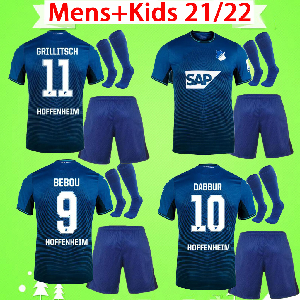 

Adult + kids kit 21 22 TSG 1899 Hoffenheim soccer jerseys boys set home blue 2021 2022 BEBOU DABBUR Kramaric child suit GRILLITSCH BAUMGARTNER mens football shirts, Soccer kit with socks