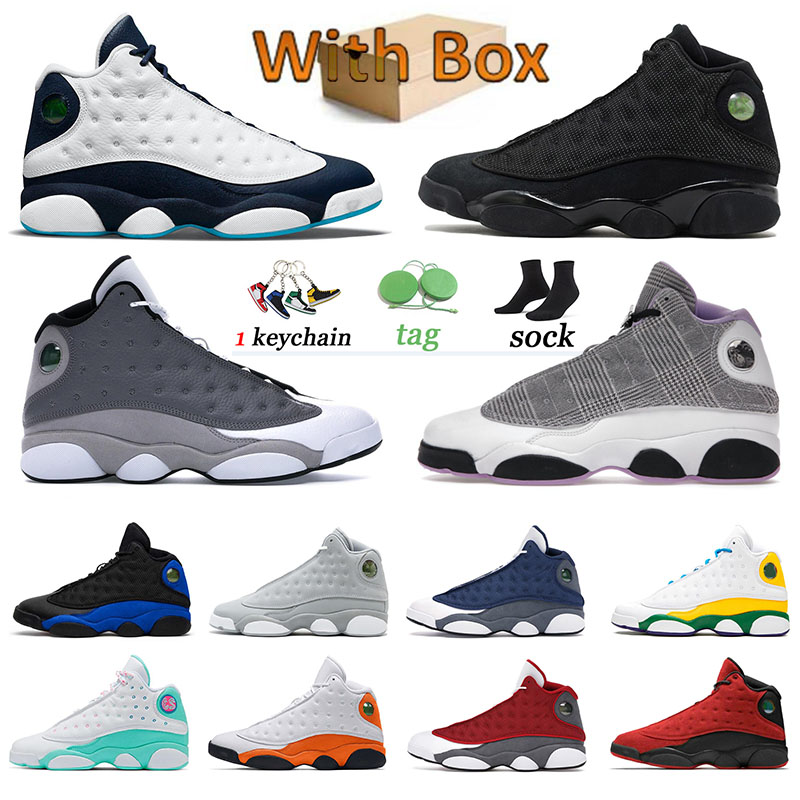 

With Box Jumpman 13 13s Mens Womens Trainers Baskeball Shoes Houndstooth Red Flint Obsidian Sports Sneakers Reverse Bred Atmosphere Grey Cap And Gown Big Size 36-47, B31 40-47