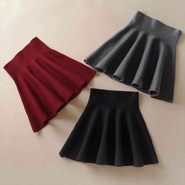 

Winter Plaited Knitted Mini Skirts Womens Plaid Red Black Gray Short Pleated Skirts Sexy Tutu Basis