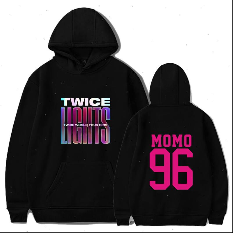 

Womens Sweatshirt Hoodies PG040 TWICE World Tour TWICELIGHTS KPOP Hooded Pullovers Drop Good Quality, Black