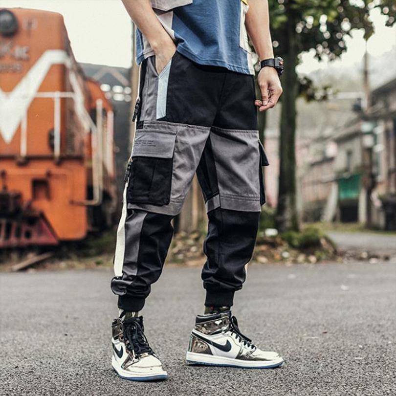 

Sweatpants Patchwork Pockets Cargo White Women Pants Rib Ankle Tactical Trousers Male Fashion Casual Off Hip Hop Streetwear