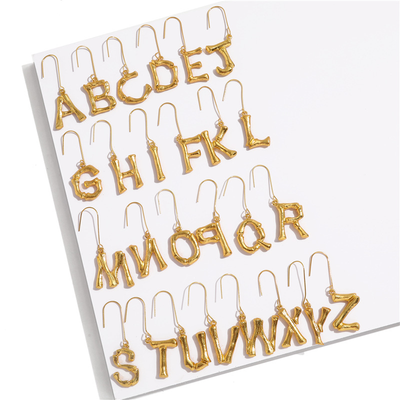 

Vintage 26 Letters Earrings For Women Gold Color Statement Hanging Earring 2021 Metal Fashion Jewelry Dangle & Chandelier