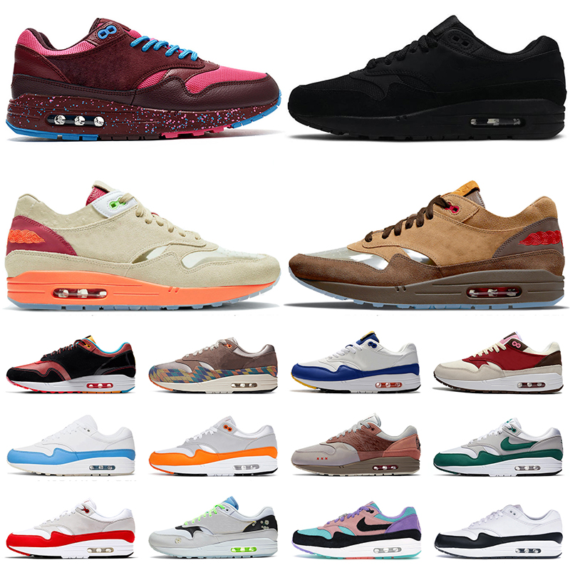 

Nik Max 1 1s Running Shoes for Mens Womens Kiss of Death CHA All Black Sean Wotherspoon Daisy Pack Bacon Air White UNC Bred OG Airmax Sports Sneakers Trainers, A10 have a day 36-45