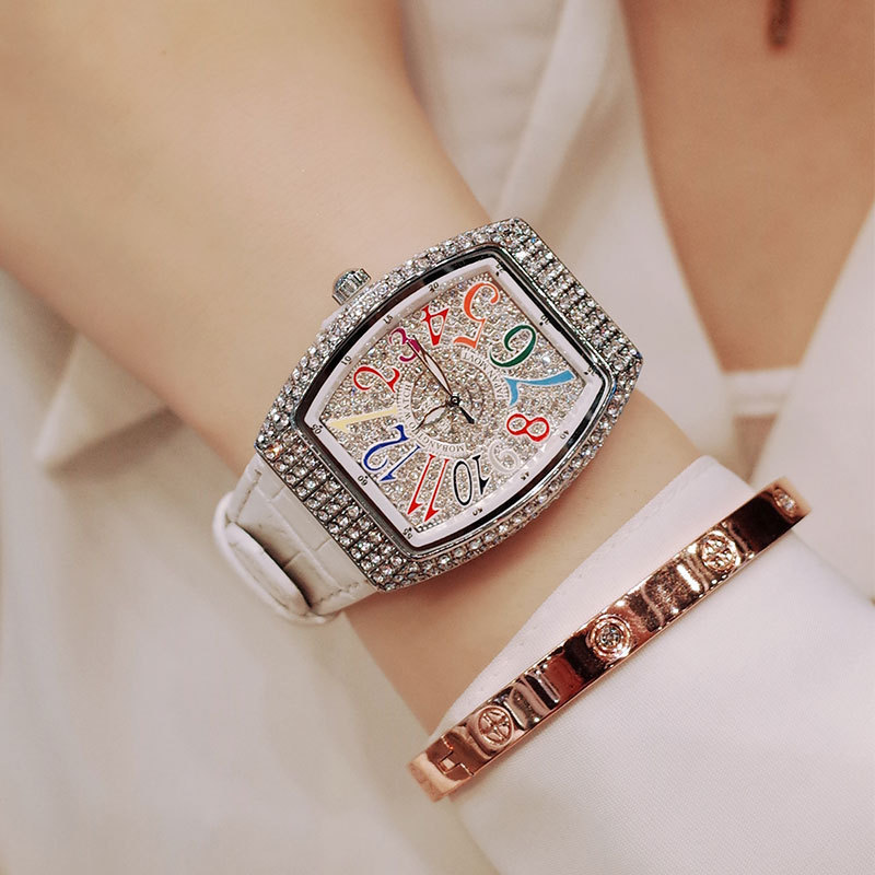 

montre FM Frank sky star men's watch real belt yacht inlaid with diamond barrel Richard Lady, Slivery;brown