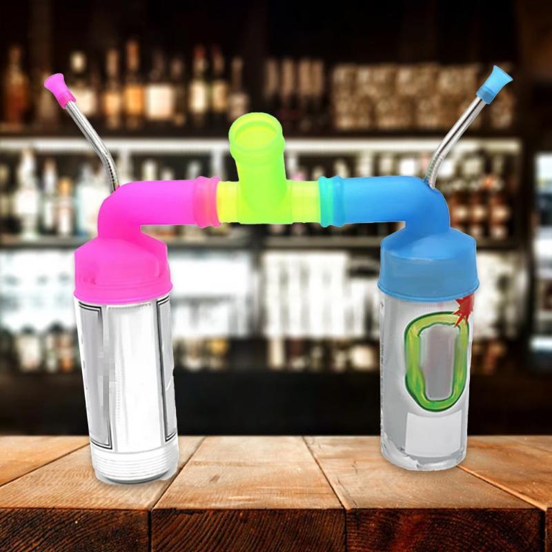 

Drinking Straws Three Way Pipe Portable Plastic Professional Double Wine Water Bottle Connector 3-dimensional Hose Tube Bar Party Drinker