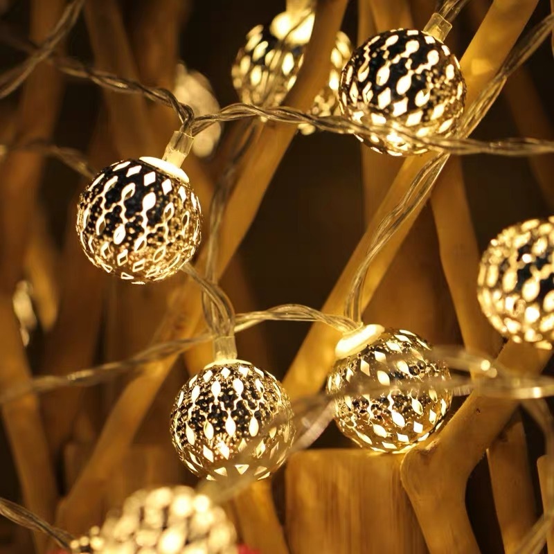 

20/40 Moroccan Ball LED String Lights Fairy Globe Waterproof Lantern Light Decorative for Christmas Wedding Party Decor