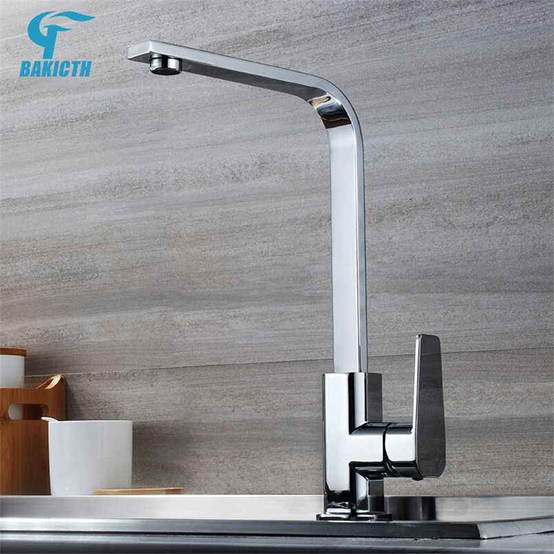 

Bakicth Square Kitchen Faucet Matte black/Chorme and Cold Kitchen Sink Tap 360 Degree Rotation Mixer Deck Mounted Water Tap 211025