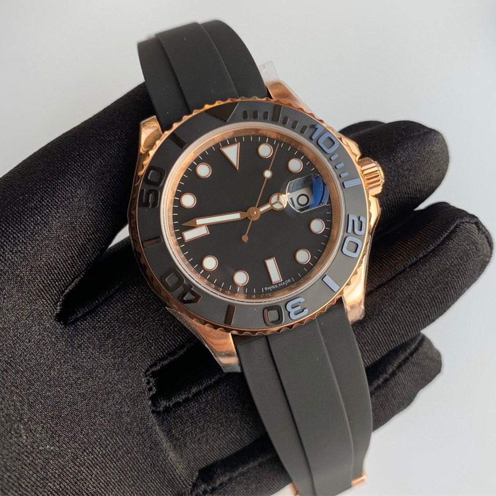 

Rubber Rose gold Watch 40mm Automatic Movement Mechanical Mens Stainless Steel Watches Wristwatch, 50 meters waterproof