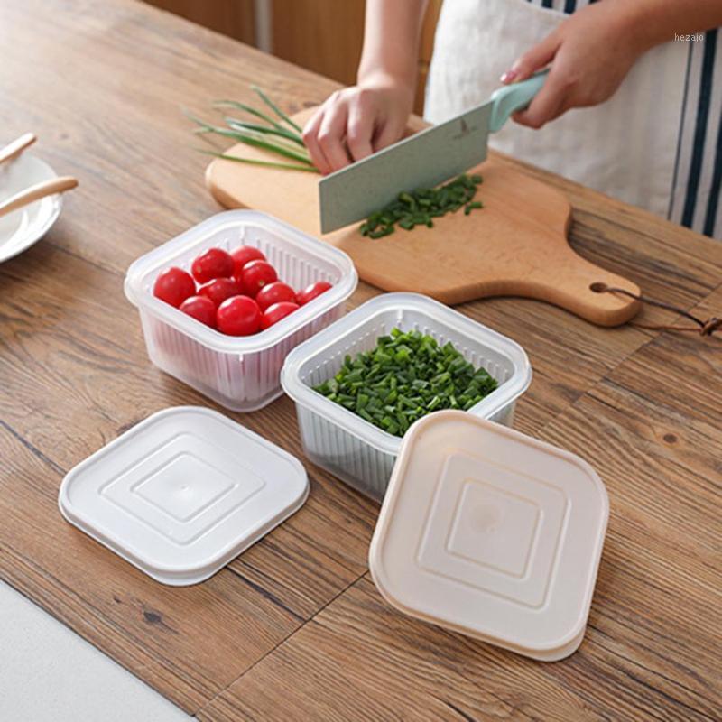 

Storage Bottles & Jars Creative Round Drain Sealed Box For Ginger Garlic Onion Refrigerator Crisper Debris Fridge Tray Kitchen Organizer