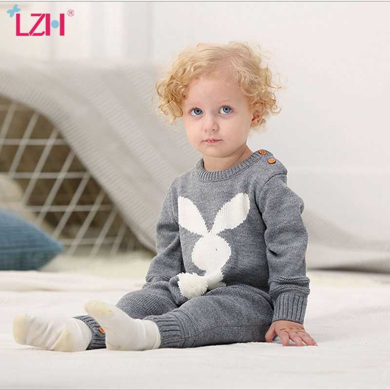 

Baby Rompers Baby Boy Jumpsuit Overalls Baby Girls Clothes Autumn Knit Cute Cartoon Rabbit born Clothes For Infant Clothing 210722, Gray