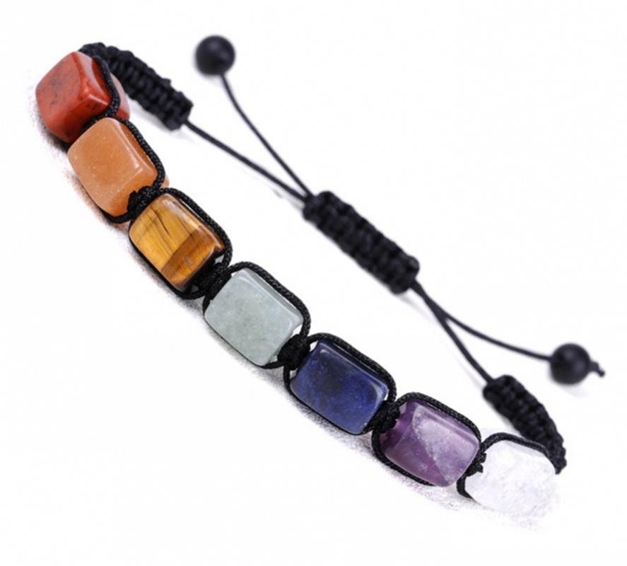 Beaded, Strands 7 Chakra Natural Stone Handmade Braided Lava Bracelets Men Women Adjustable Energy Colorful Reiki Healing Beaded Bracelet-image-706174756