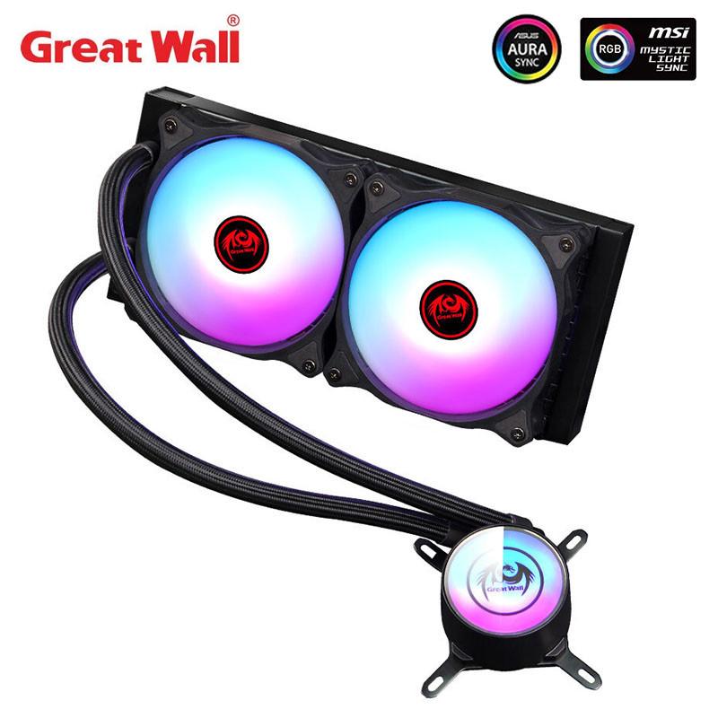 

Great Wall AIO Liquid Cooling 240mm PWM Fan RGB Water 5V PC Aura Sync Radiator For LGA 2011/2066/1200/115X/AM4 Fans & Coolings