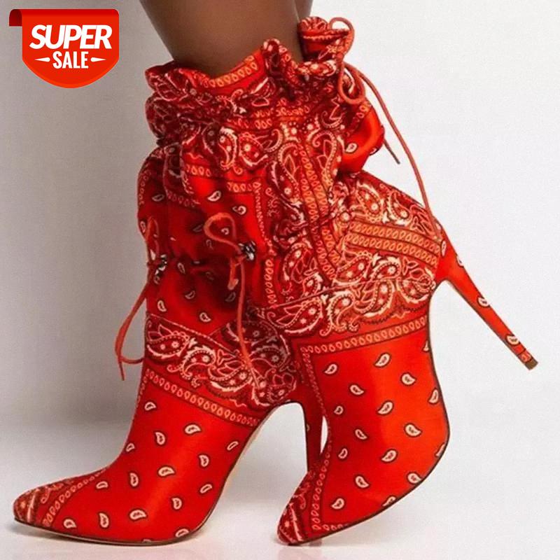 

Bandana Women Ankle Boot Camouflage Turnover Elastic Tight Sexy Short Booties Women High Heel Bandana Shoes Fashion Ankle Boots #3q7i, Black