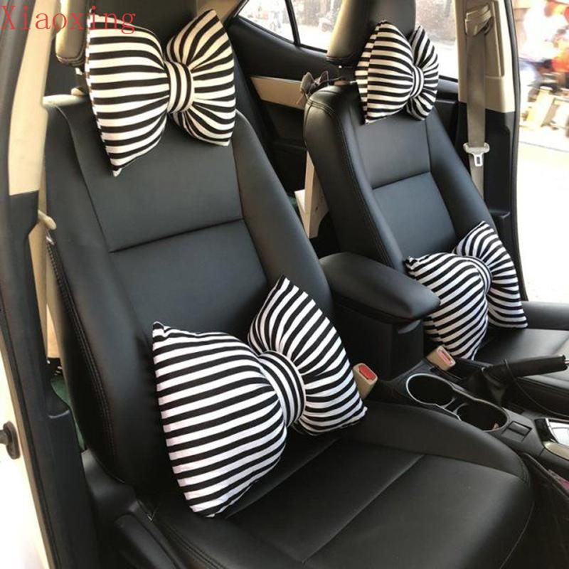 

Seat Cushions Cute Bowknot Car Neck Headrest Pillow Creative Auto Head Supports Back Cushion Waist Lumbar Support Women Accessories