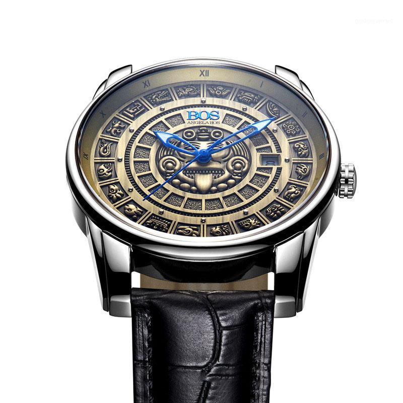 

Men's Mechanical Watch Fashion Calendar Personality Retro Mayan Commemorative Edition Relojes Para Hombre Wristwatches, C2