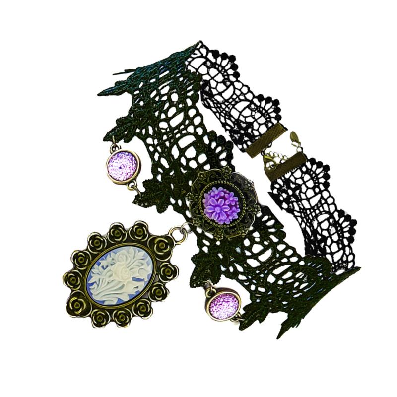 

Pendant Necklaces 1Pc Retro Style Polyester Necklace Female Clavicle Chain Neck (Black)