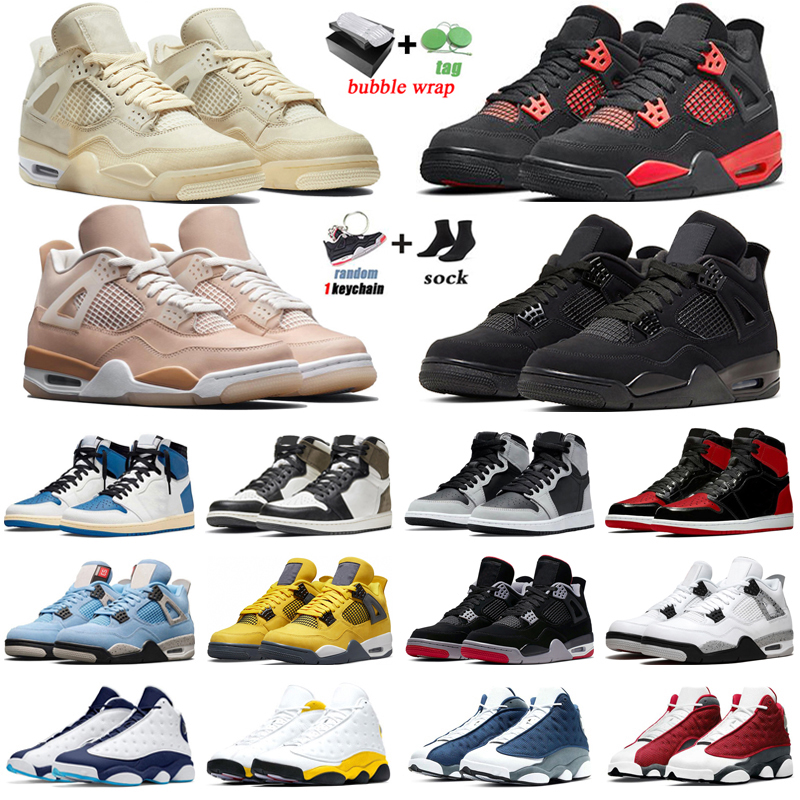 

With Box Air Retro Jordan 4 Basketball Shoes 4s Red Thunder Sail Black Cat AJ 1s Dark Mocha 11s Concord 45 Bred 12s Utility 13s Obsidian Mens Trainers Sport Sneakers, #11