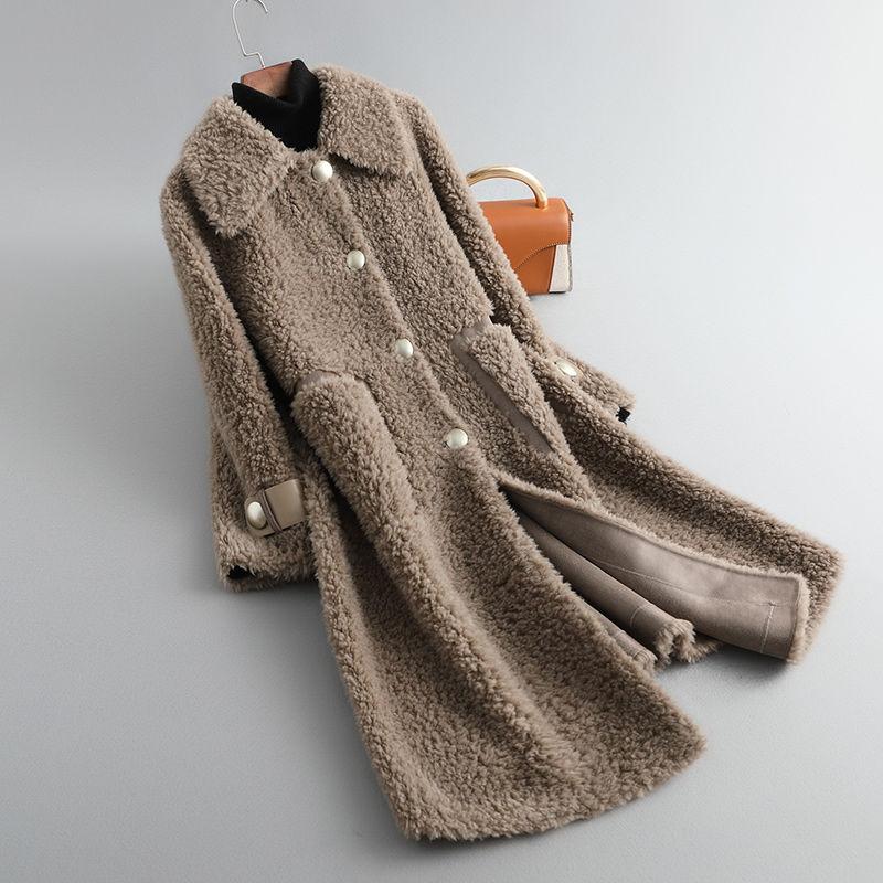 

Women' Fur & Faux Women 2021 Winter Real Long Coat Female Warm Jacket Natural Lamb Coats Lady Genuine Sheep Shearling Outerwear A535, Senlinglv