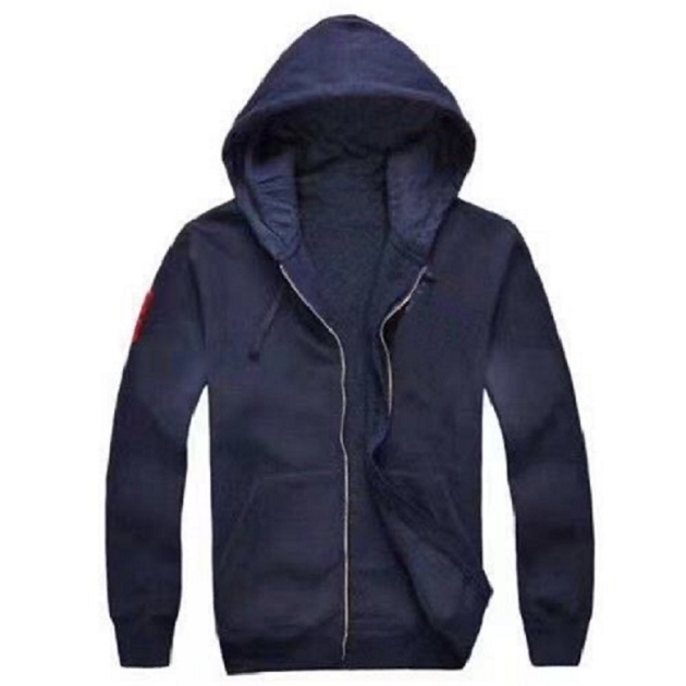 

wholesale Classic autumn and winter horse logo men's hooded cardigan plush sweater fashion embroidery loose large British youth polos coat, Black#1