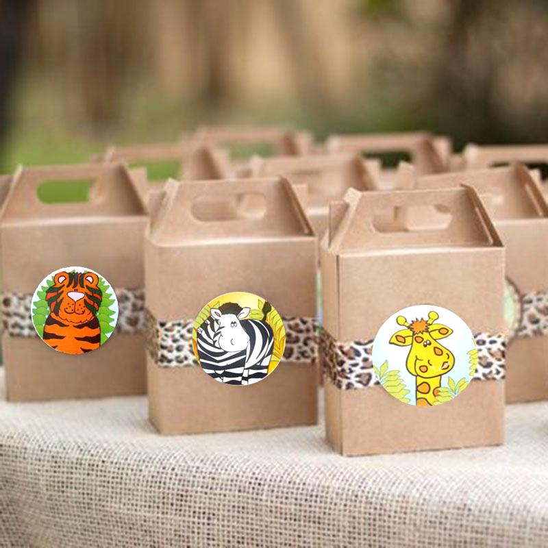 

Gift Wrap 100pcs/Roll Jungle Animals Sealing Sticker DIY Gifts Posted Baking Decoration Package Adhesive Seal Label Kids Party Decor