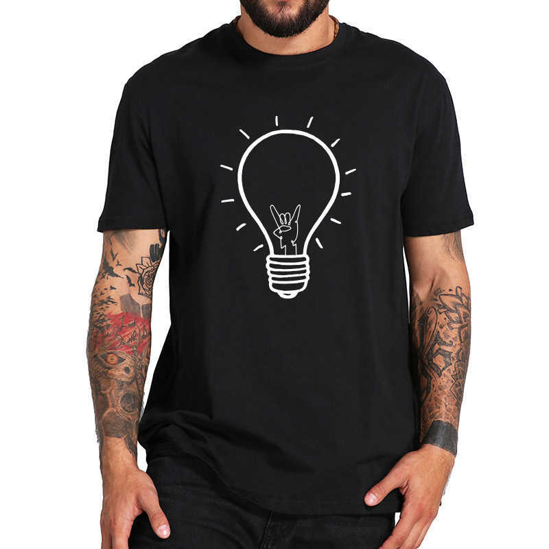 

Light Bulb Tshirt Rock Wick Design Creative Graphic Tees 100% Cotton Black Gift For Rocker T-shirt X0621