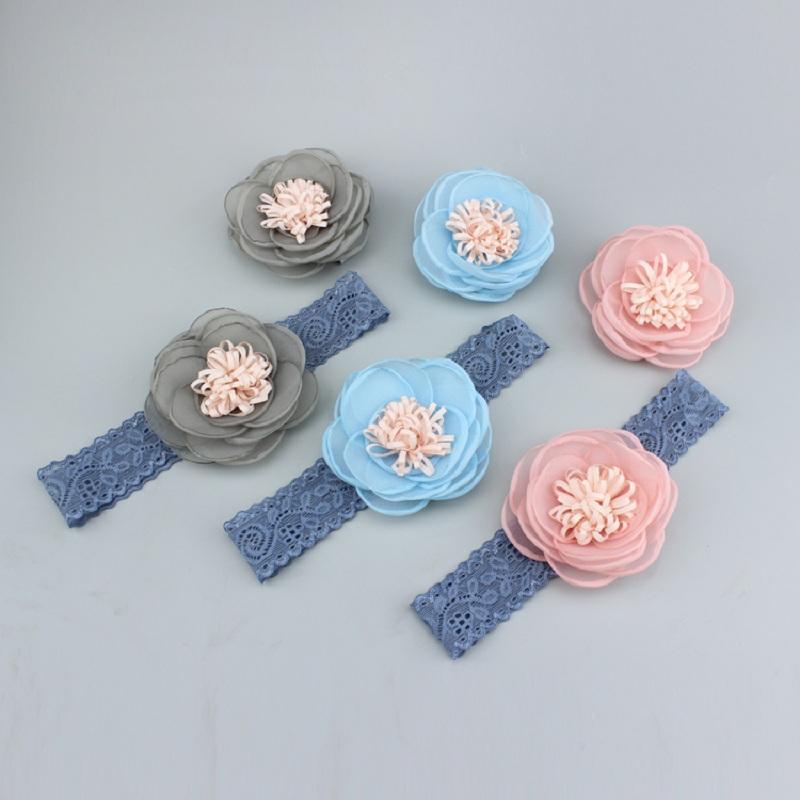 

2021 Big Flowers Baby Girls Cute Lace Flower Headband Children Kids Infant Headwear Hair Accessories, Lemon yellow