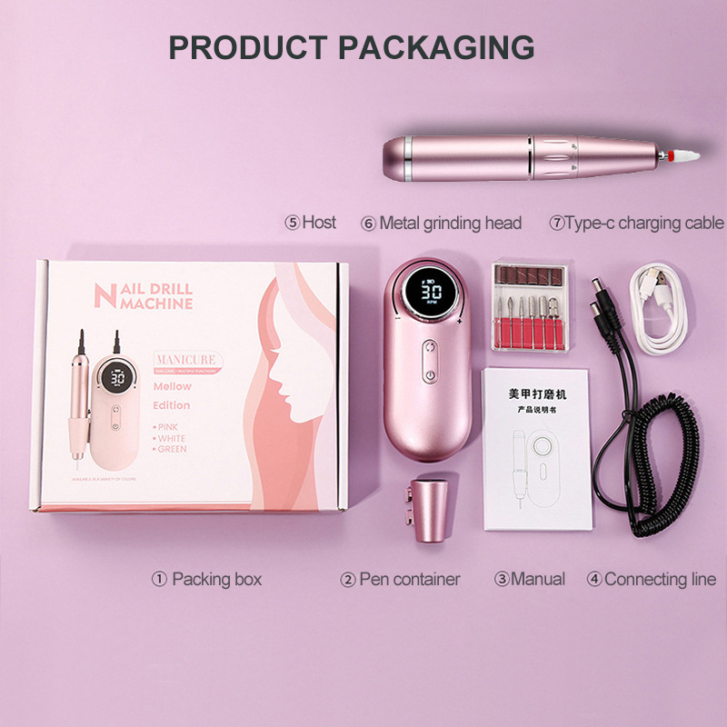 

Electric Nail Drill Machine 30000RPM Manicure Machine Mill Cutter for Manicure Nail File Pedicure Tools Nail Gel Polisher Raben