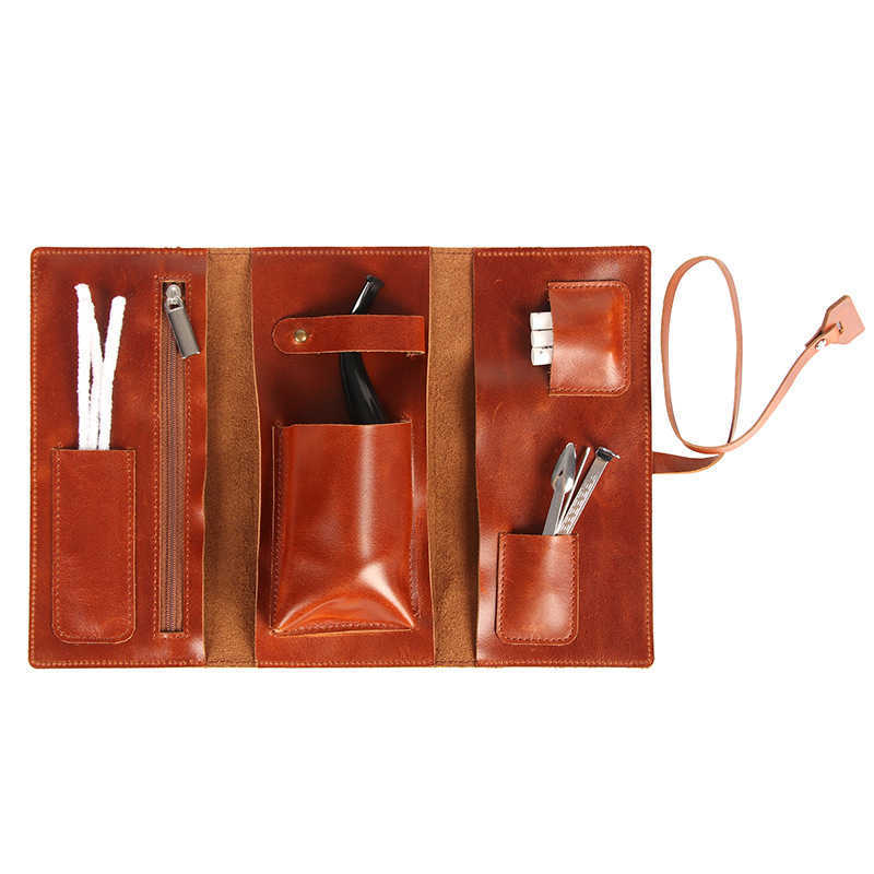 

Leather set single pipe cut tobacco portable travel moisturizing cigarette bag