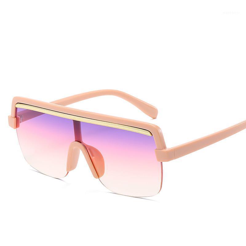 

Sunglasses 2021 Fashion Women Semi Rimless Plastic Men Oversize Gradient Female Sun Glasses Vintage Eyewear UV400