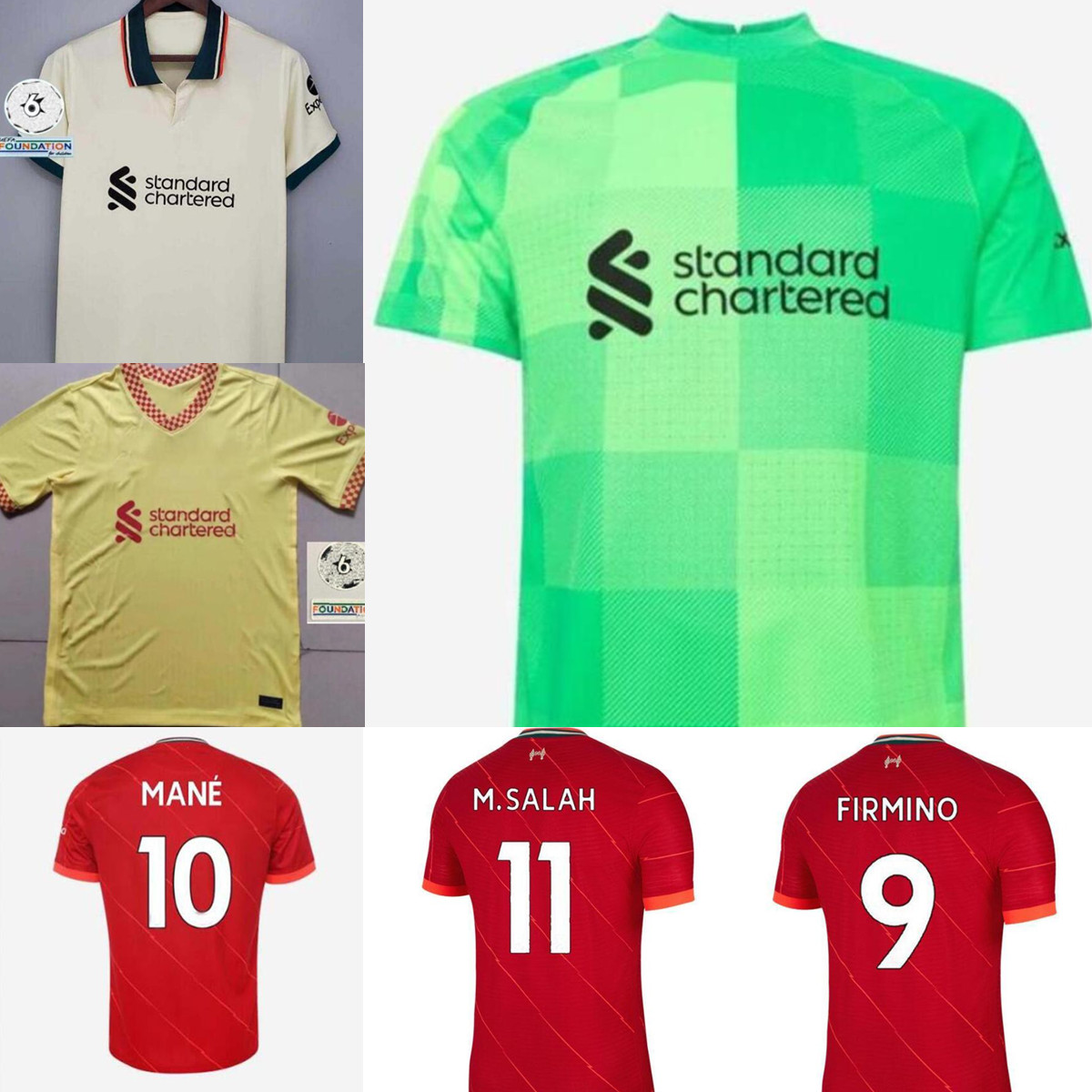 

2021 2022 21 22 Men + Kids Kit LVP M.SALAH VIRGIL FIRMINO soccer jerseys MANE THIAGO ROBERTSON HENDERSON SHAQIRI A.BECKER DIOGO J. Jersey fo, Black;yellow
