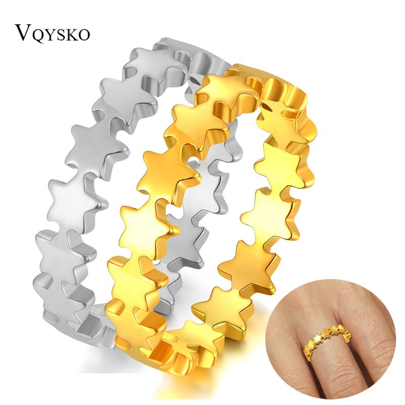 

Wedding Rings Stainless Steel Star Shaped Stackable Engagement Promise Statement Band Ring, Slivery;golden